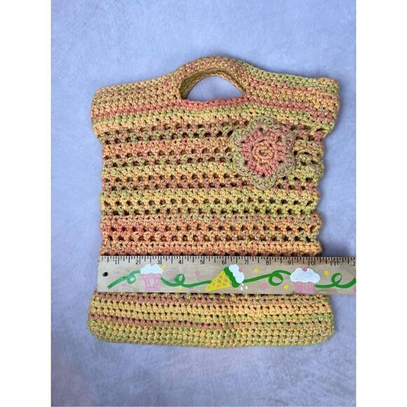 Vintage Handmade Crochet Purse Bag Clutch Rainbow 1970s Mod MCM - Picture 6 of 6